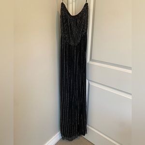 Formal black sequin strapless gown by Parker